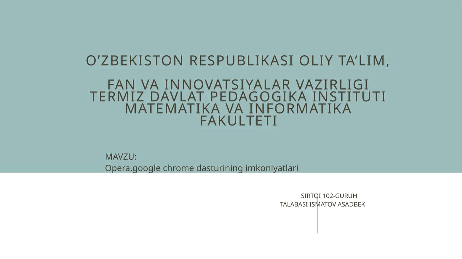 Opera, google chrome dasturining imkoniyatlari 1
