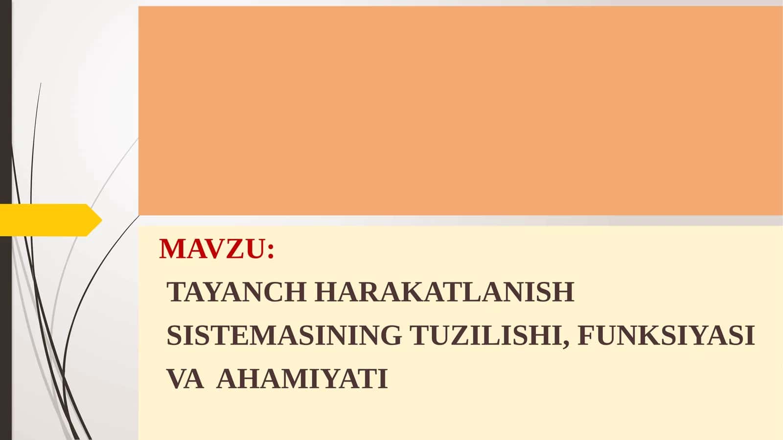 TAYANCH HARAKATLANISH SISTEMASINING TUZILISHI, FUNKSIYASI VA AHAMIYATI 1