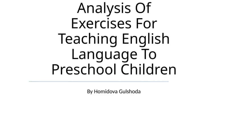 Exercises for Teaching English Language To Preschool Children 1