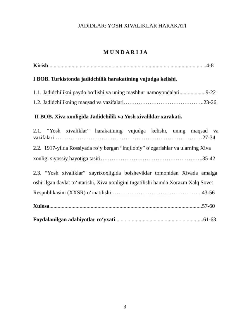JADIDLAR: YOSH XIVALIKLAR HARAKATI 1