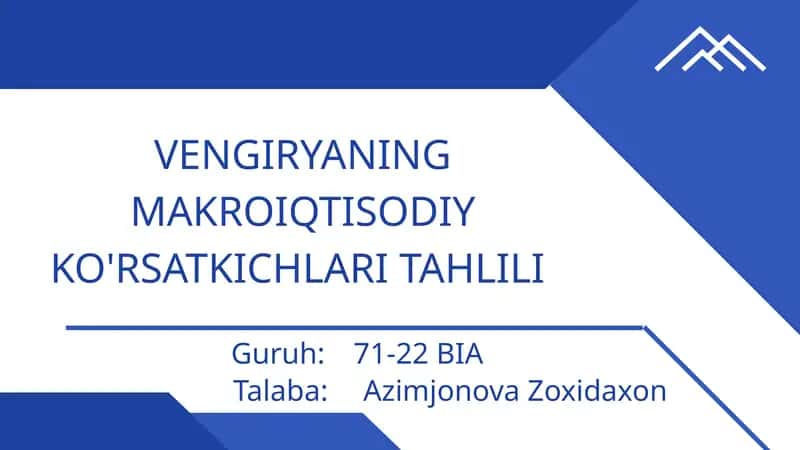 VENGIRYANING MAKROIQTISODIY KO'RSATKICHLARI TAHLILI 1