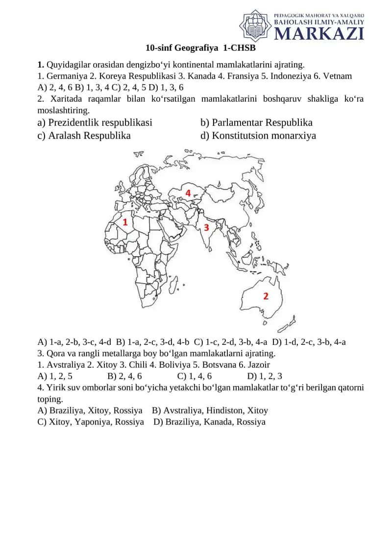 10-sinf Geografiya 1-CHSB 1