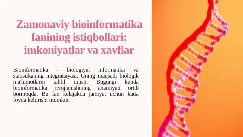 Bioinformatika Fanining Ta'rifi 1