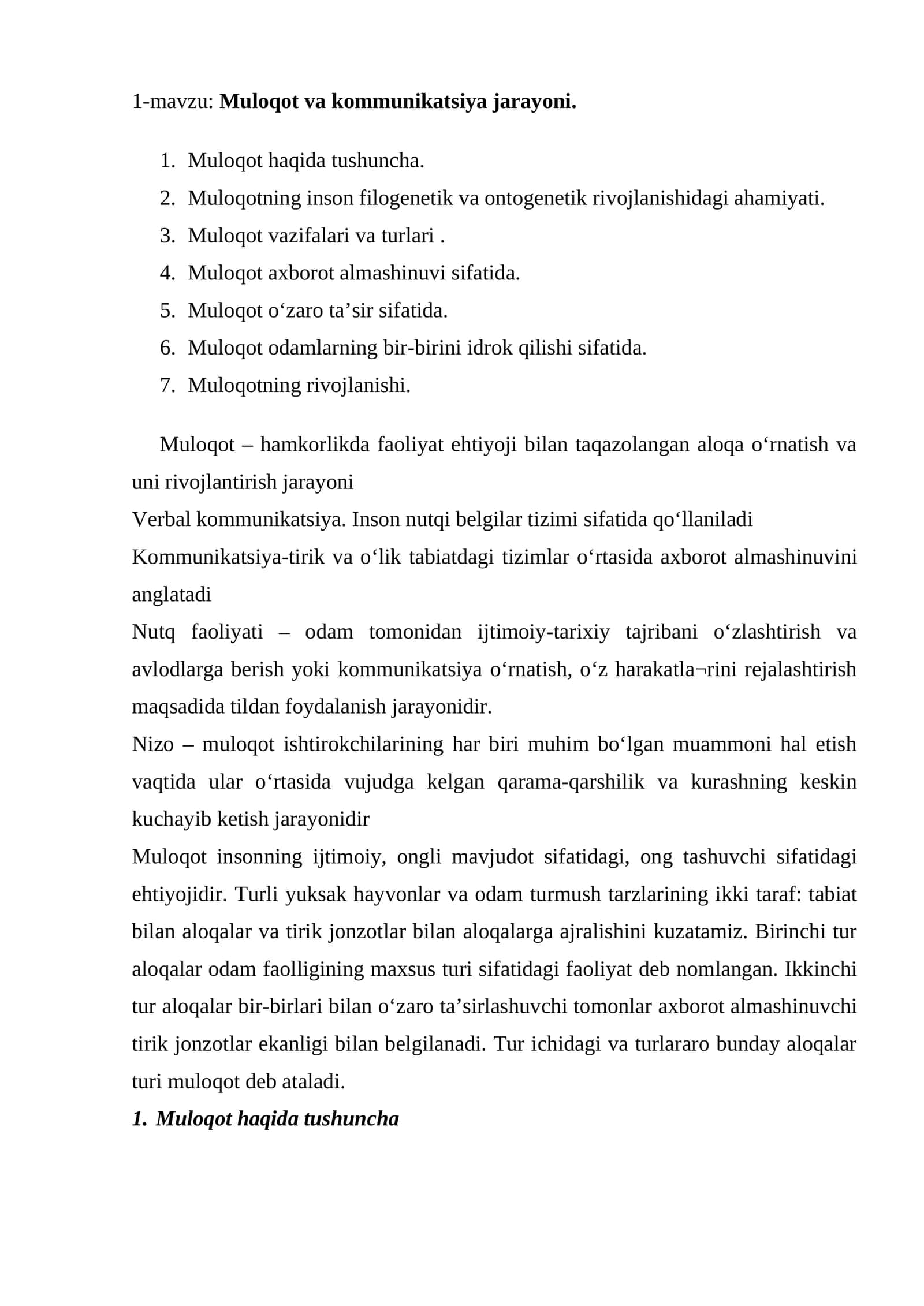 Muloqot va kommunikatsiya jarayoni 1