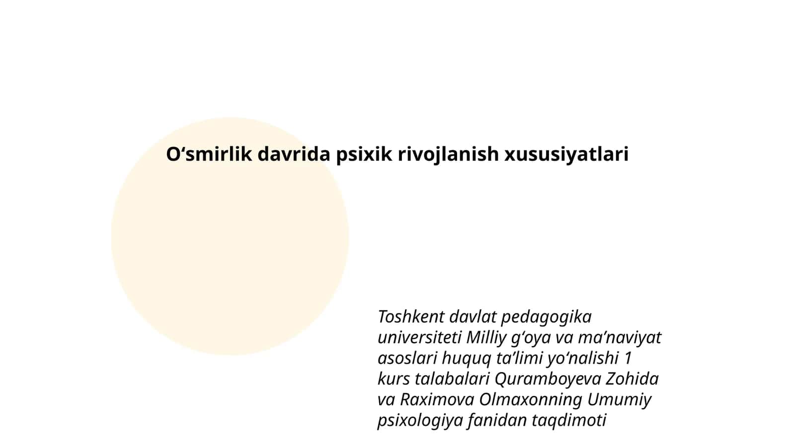 Oʻsmirlik davrida psixik rivojlanish xususiyatlari 1