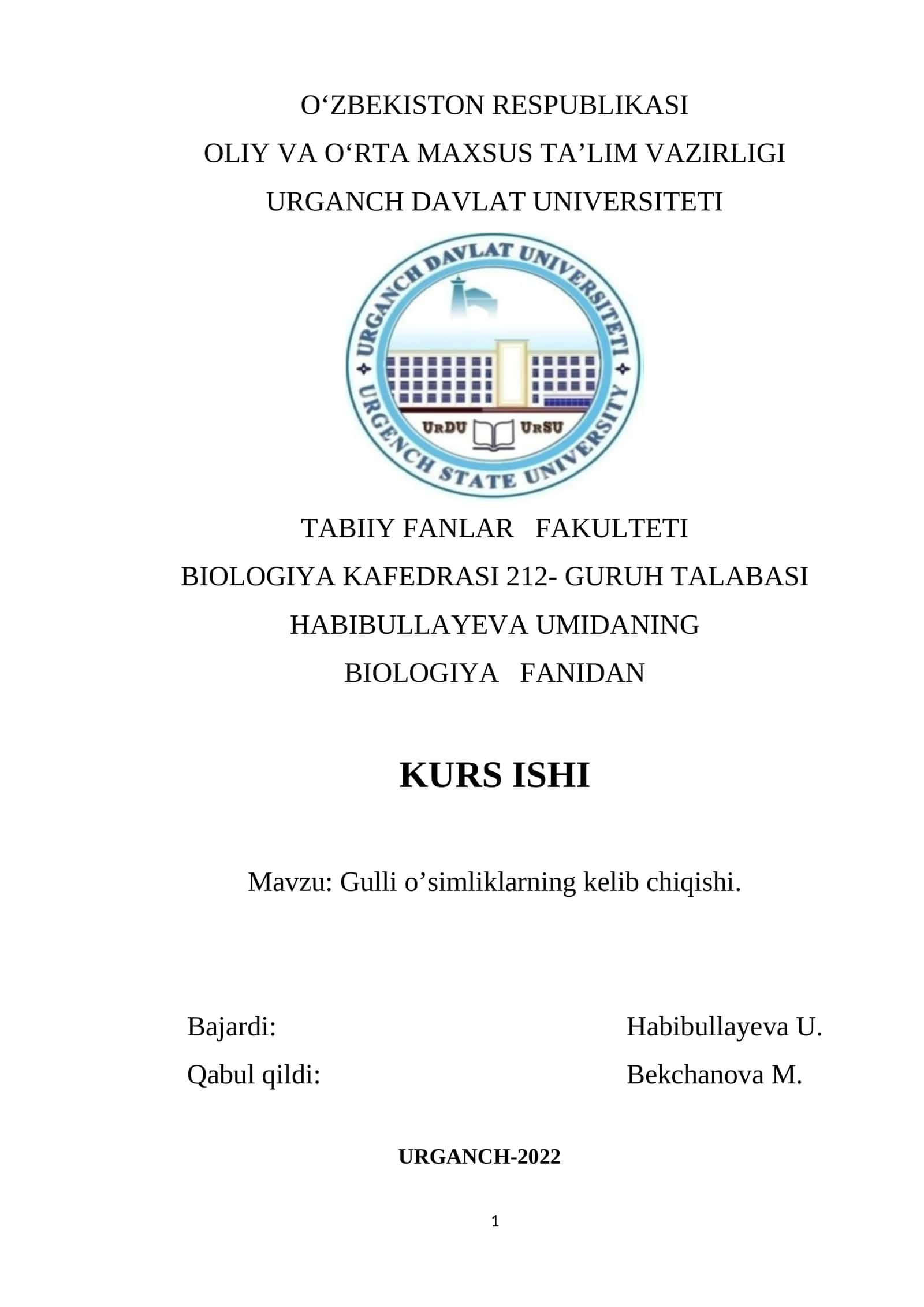Gulli o’simliklarning kelib chiqishi 1