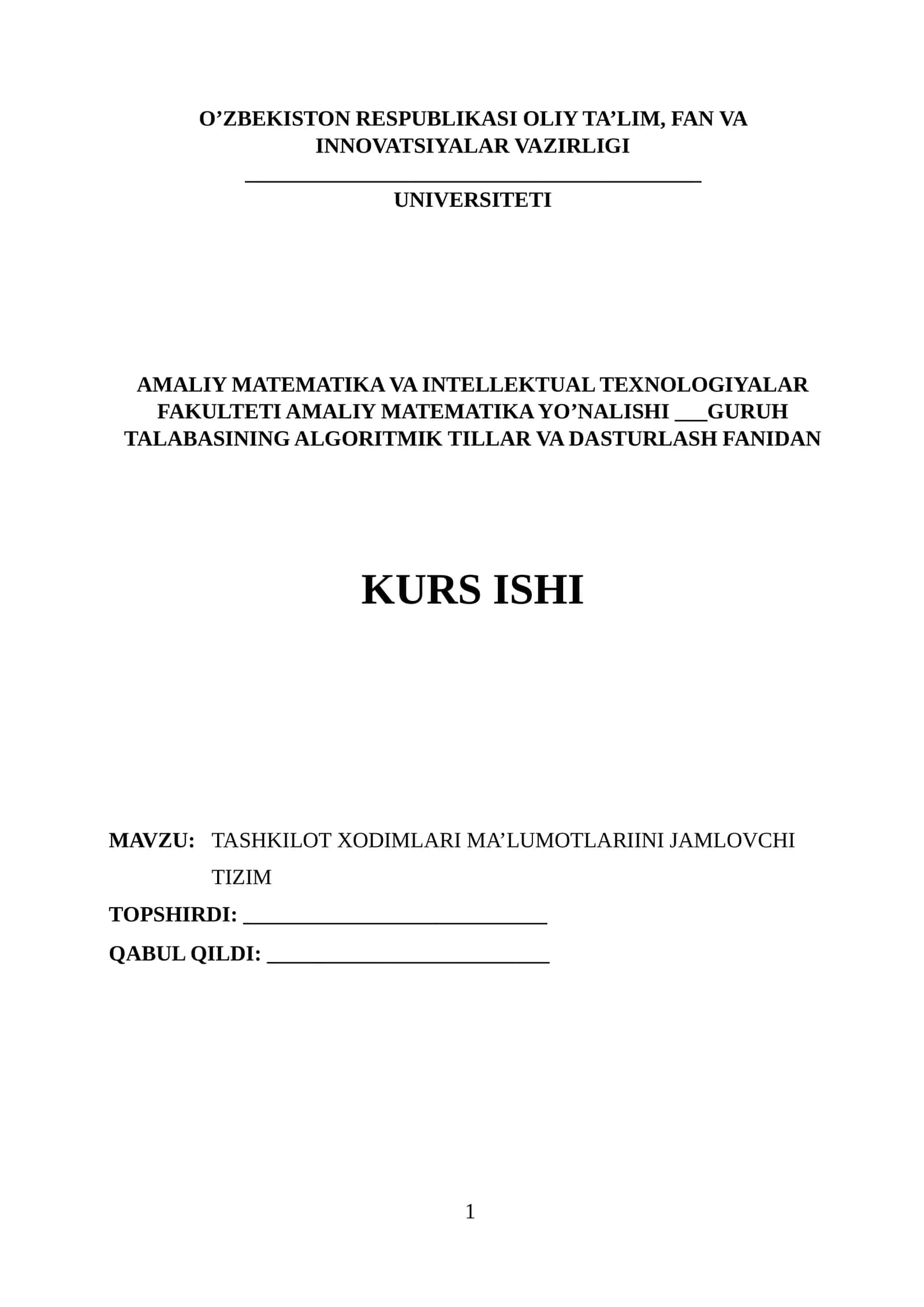 Tashkilot xodimlari malumotlarini jamlovchi tizim 1