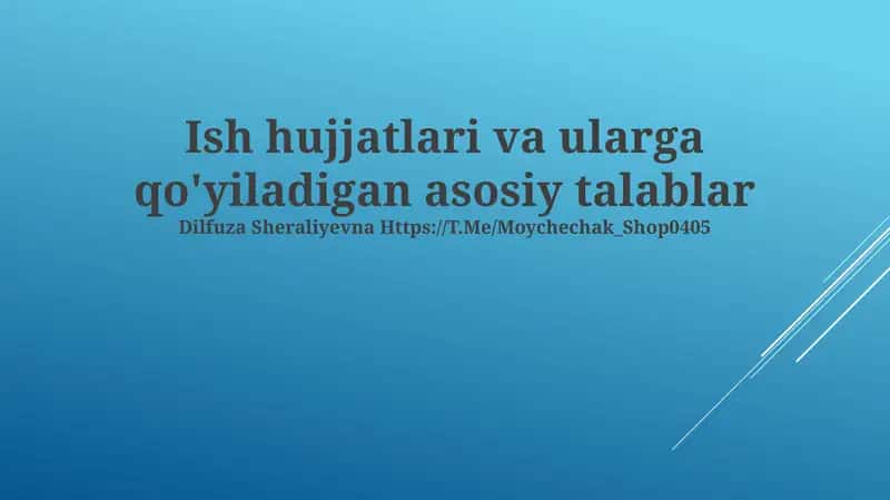 Ish hujjatlari va ularga qo'yiladigan asosiy talablar 1