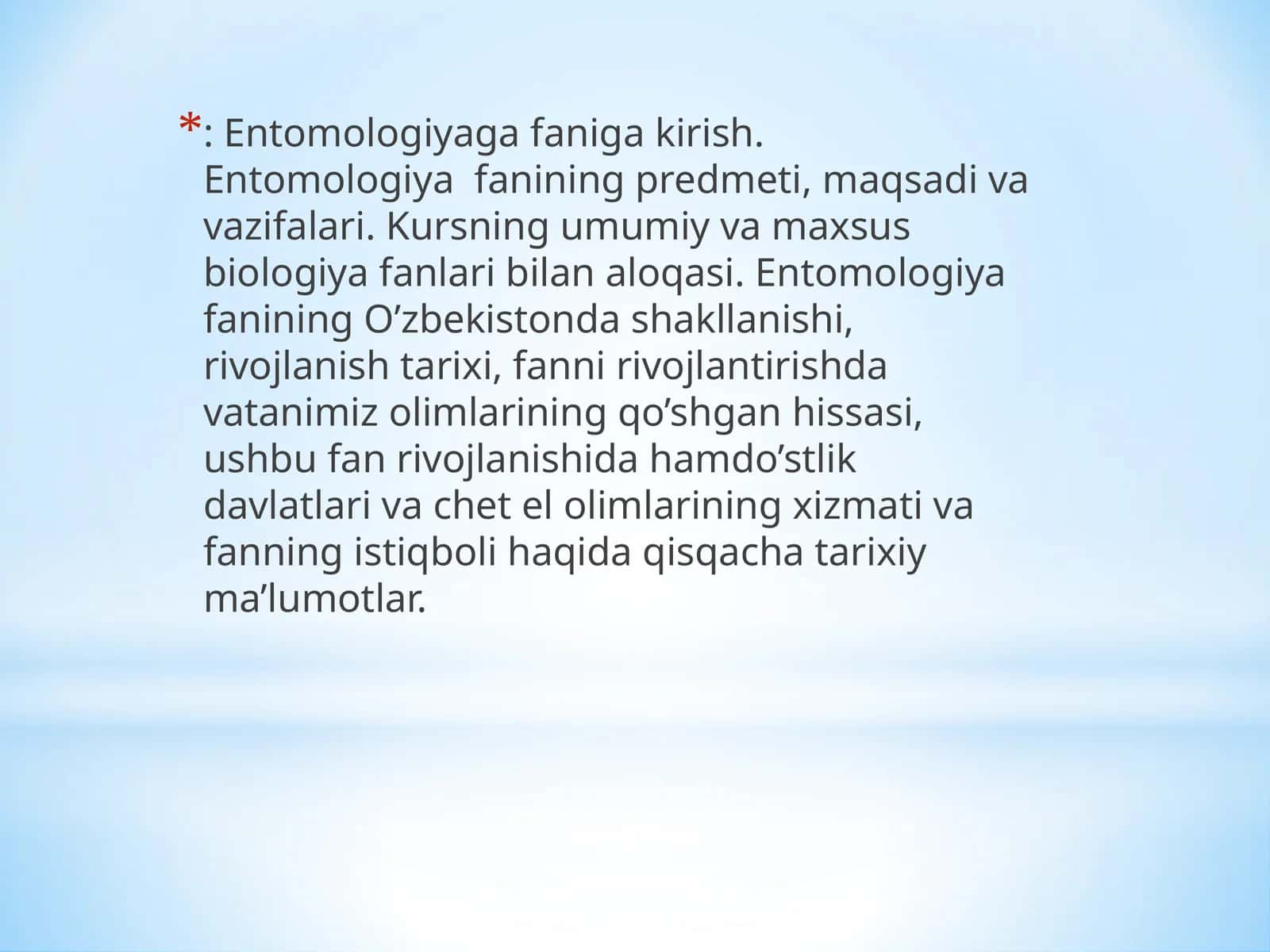 Entomologiyaga faniga kirish 1