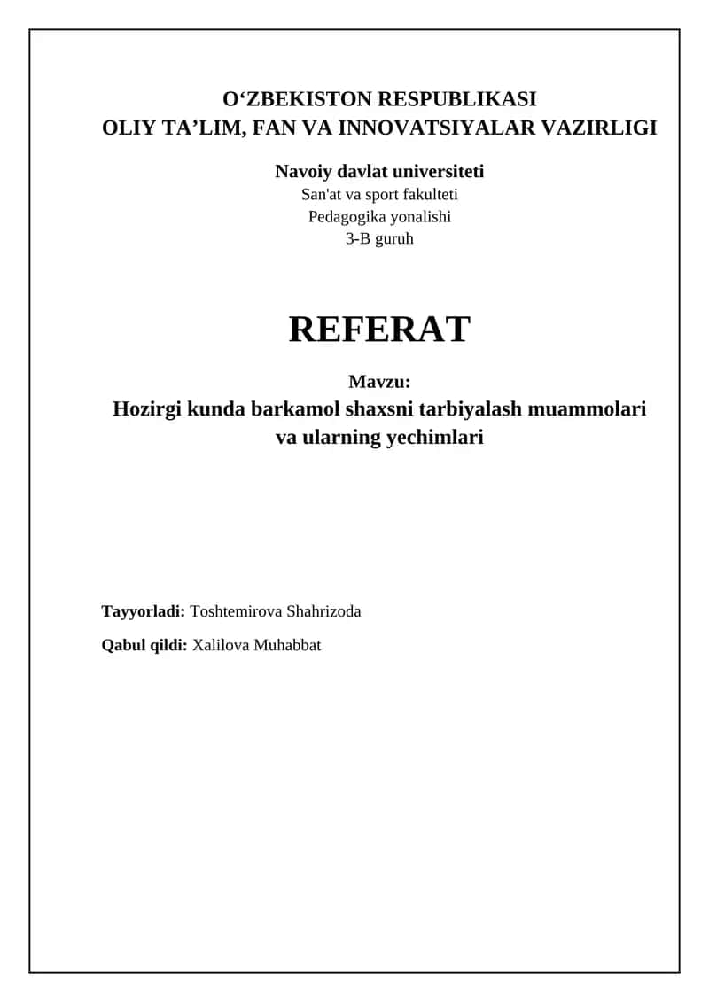 Zamonaviy taʼlimdagi muammolar va ularning yechimlari 1