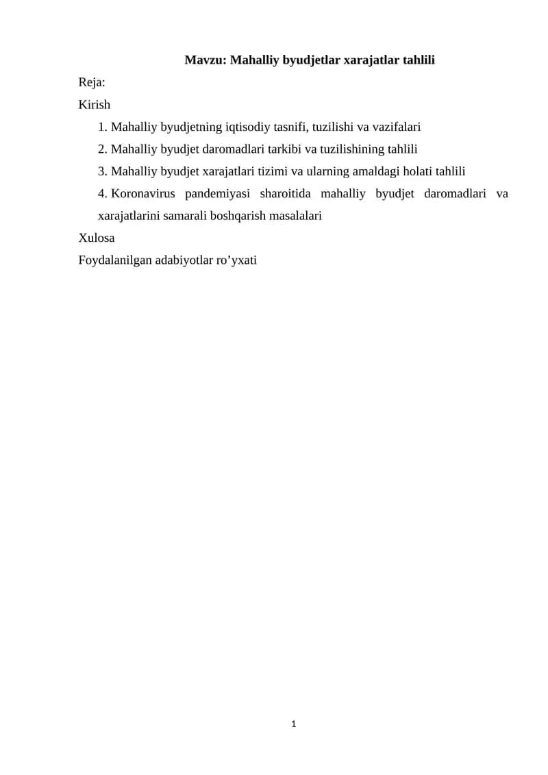 Mahalliy byudjetlar xarajatlar tahlili 1