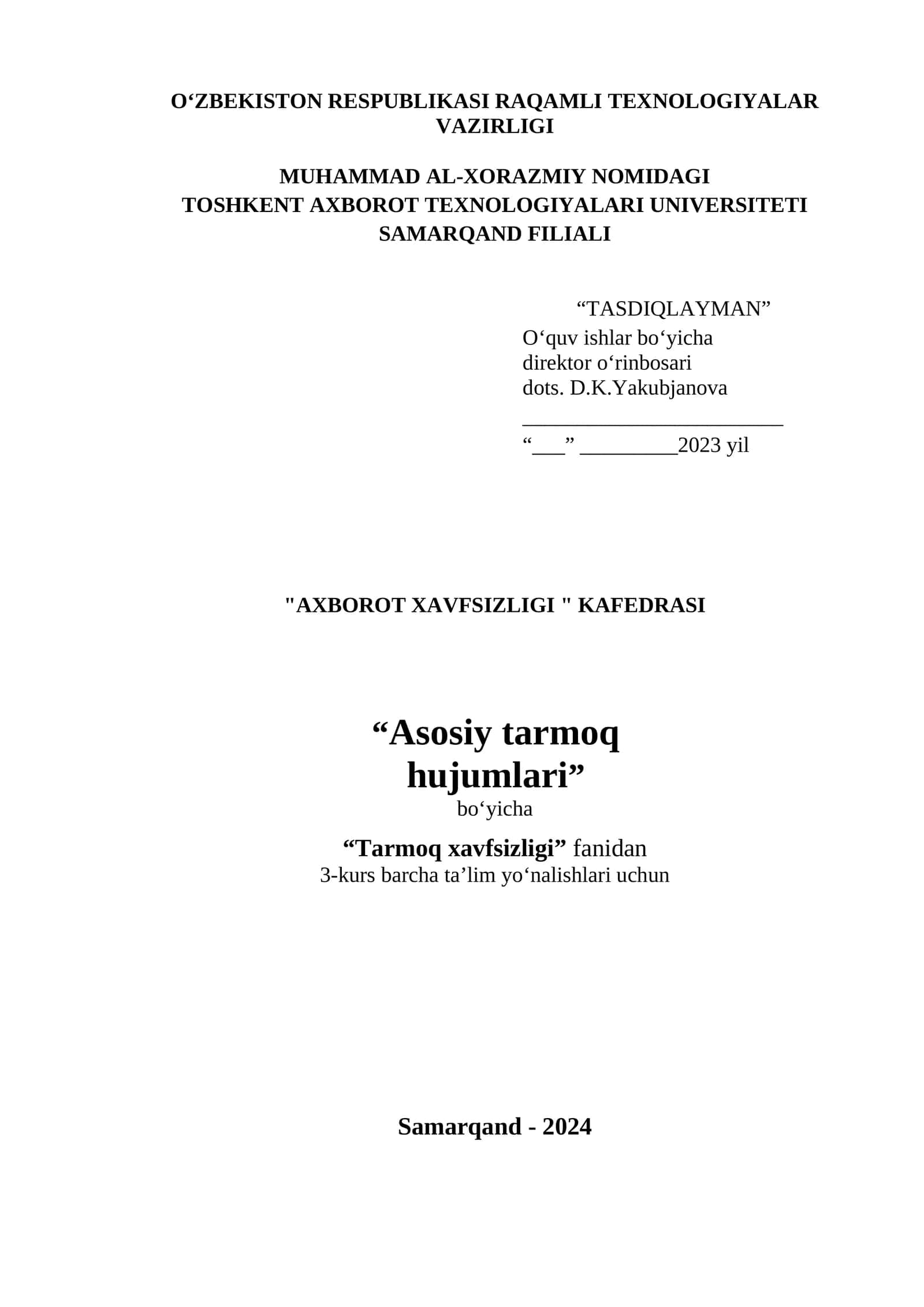 Asosiy tarmoq hujumlari 1
