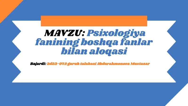 Psixologiya va Sotsiologiya 1