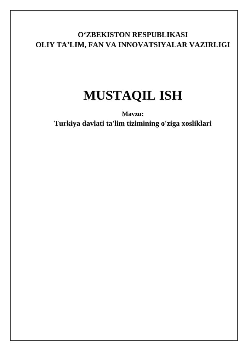 Turkiya ta'lim tizimining o'ziga xosliklari 1