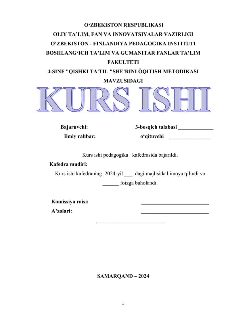 QISHKI TA'TIL SHE'RINI ÒQITISH METODIKAS 1