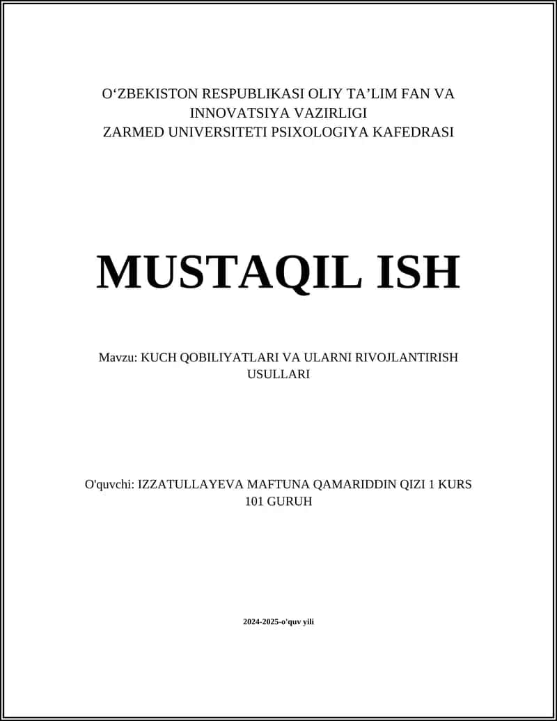 Kuch Qobiliyatlar va Ularni Rivojlantirish Usullari 1