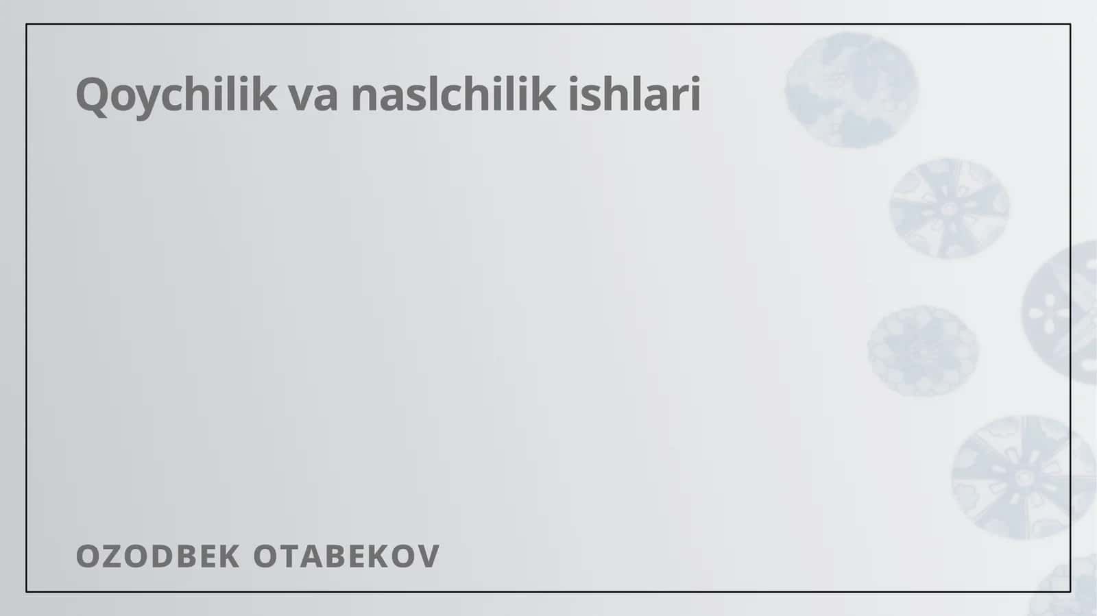 Qo'ychilik va naslchilik ishlari 1