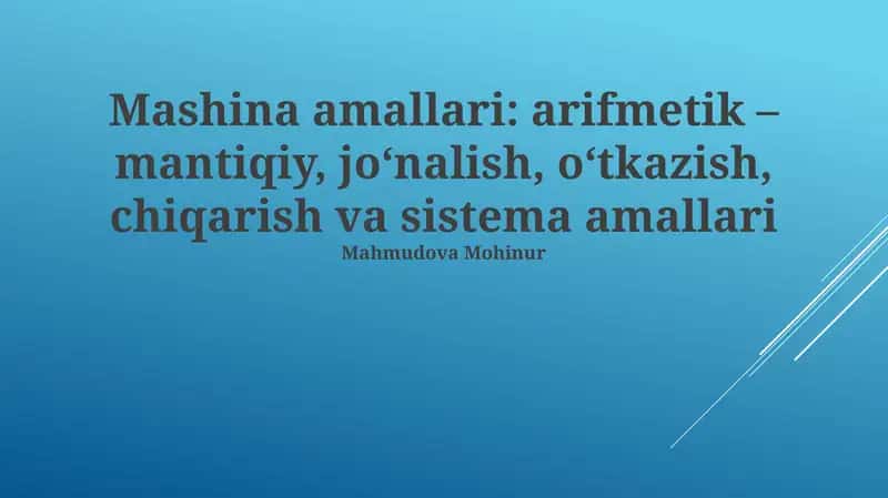Mashina amallari 1