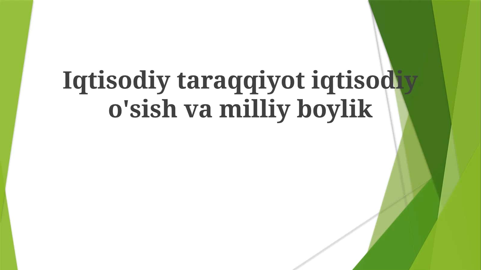Iqtisodiy Rivojlanish 1