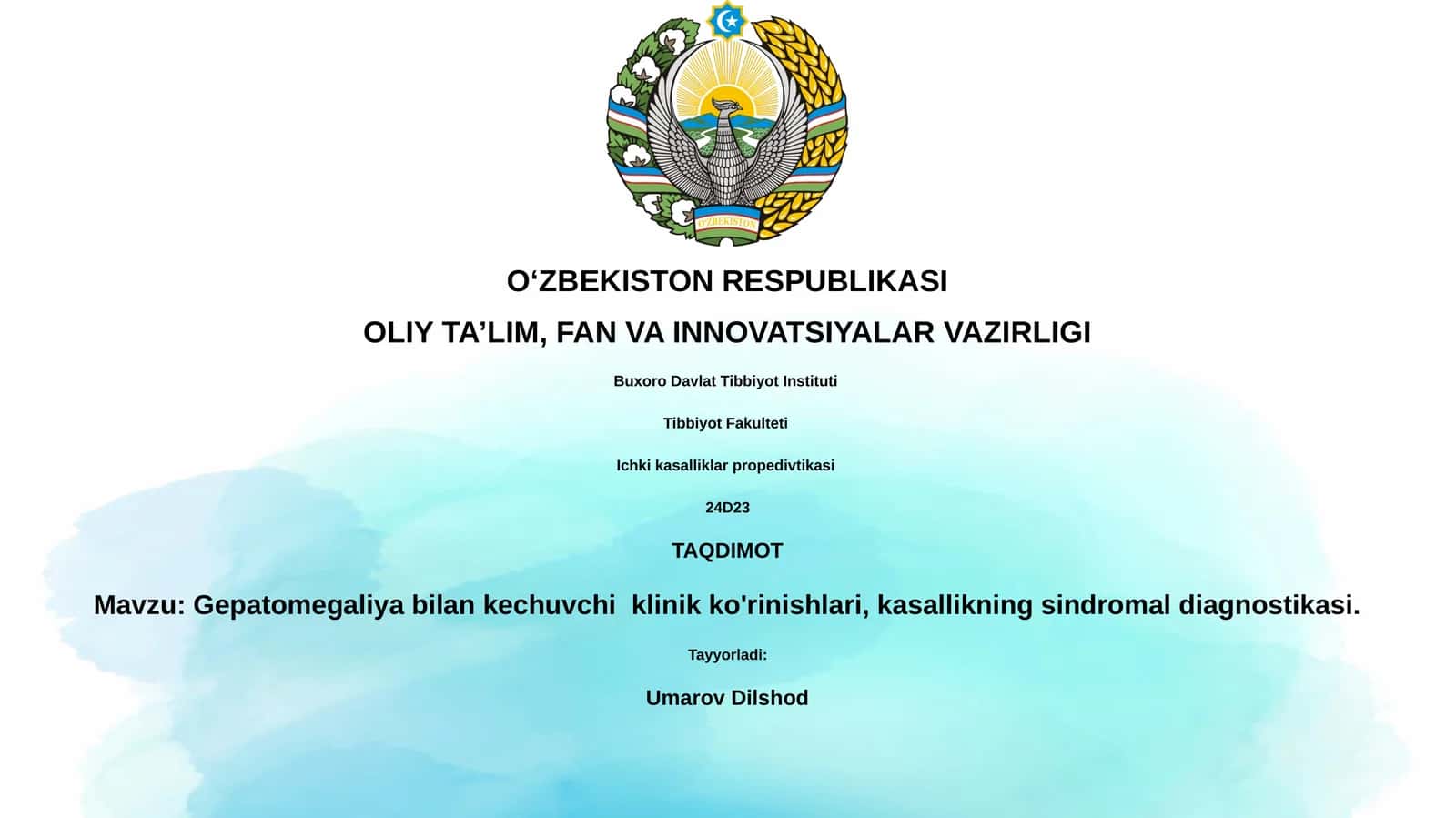 Gepatomegaliya bilan kechuvchi klinik ko'rinishlari 1