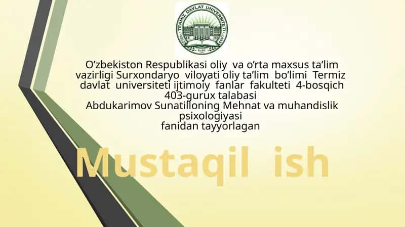 Mehnatni tashkil qilish psixologiyasi 1