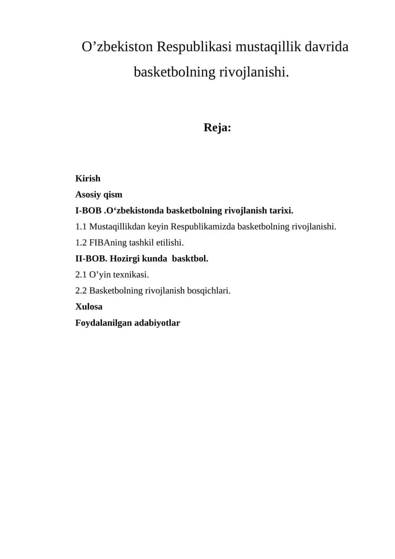 Basketbolning rivojlanishi 1
