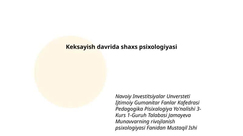 Munavvarning rivojlanish psixologiyasi 1