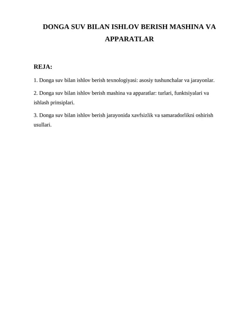 Donga suv bilan ishlov berish mashina va apparatlar 1