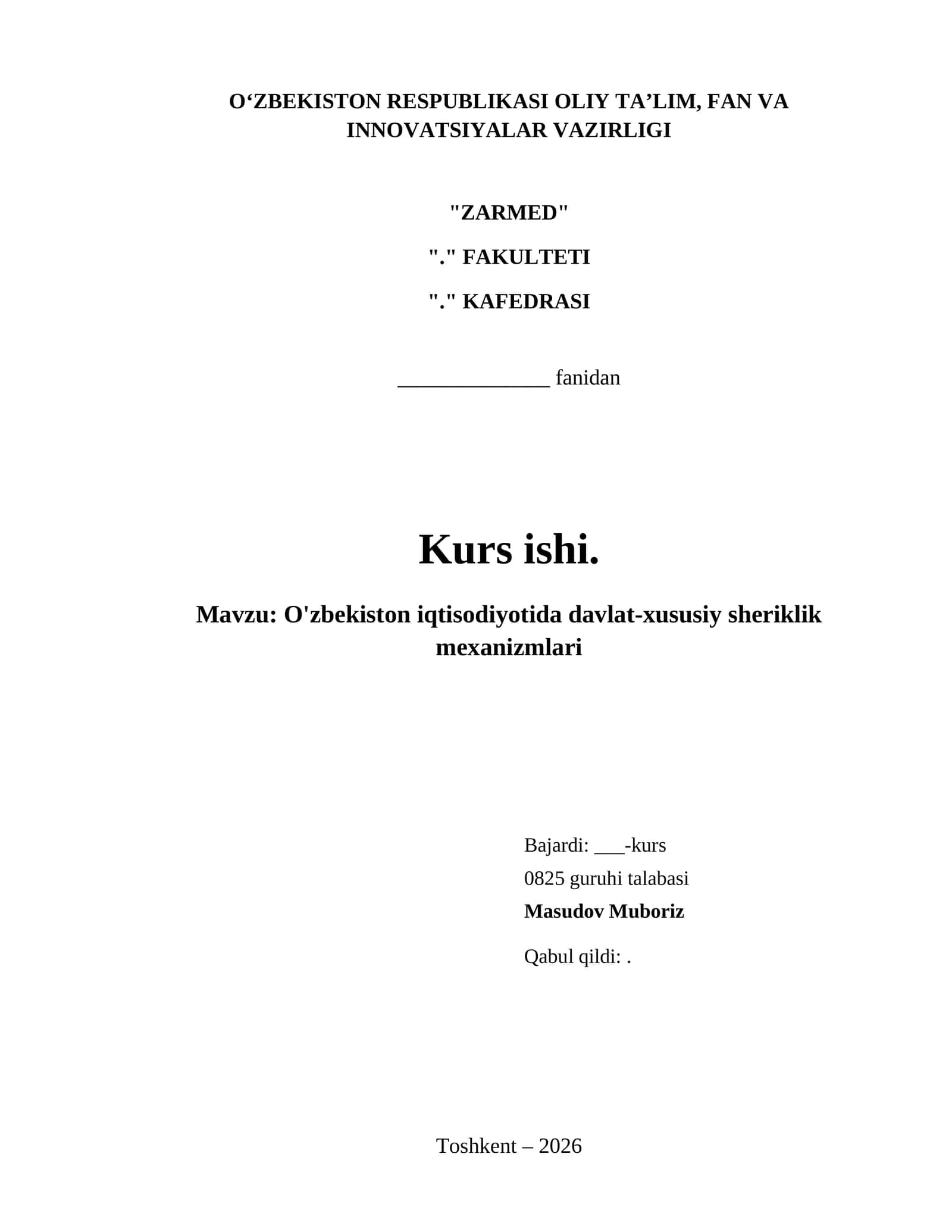 O'zbekiston iqtisodiyotida davlat-xususiy sheriklik mexanizmlari 1