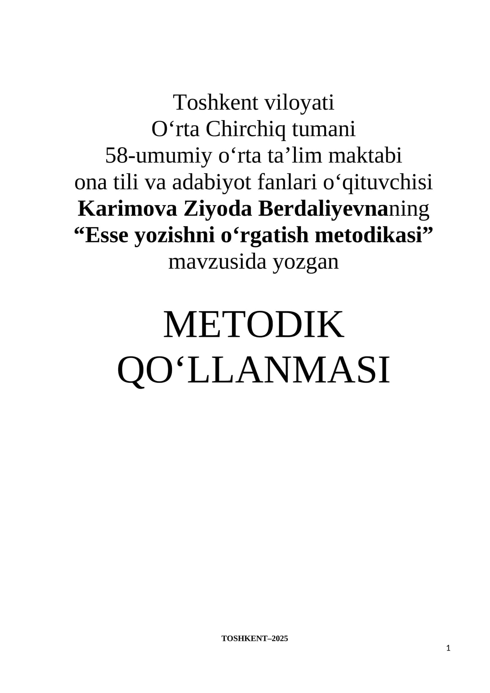 Esse yozishni o‘rgatish metodikasi 1