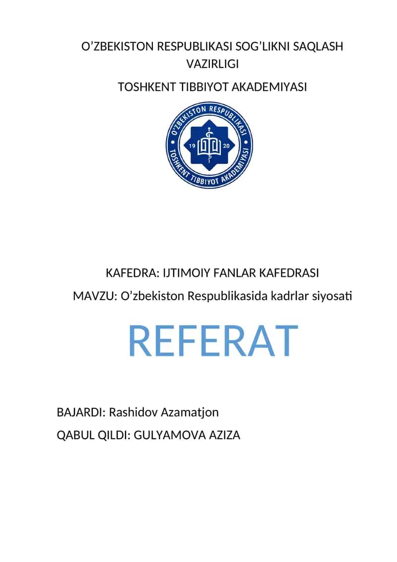 O’zbekiston Respublikasida kadrlar siyosati 1