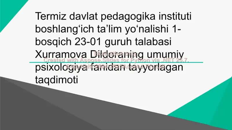 Xotira – umumiy psixologiya fanidan taqdimot 1