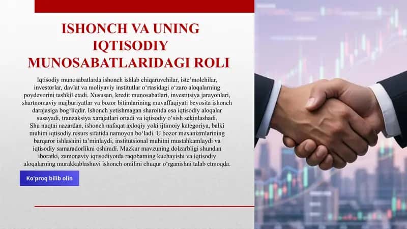 Ishonch va uning iqtisodiy munosabatlardagi roli 1