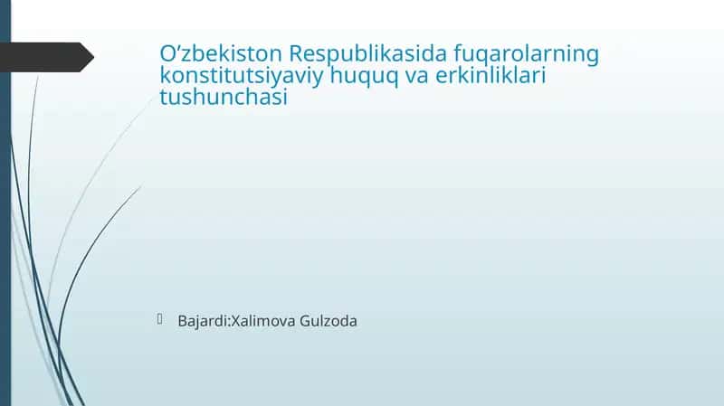 Oʻzbekiston respublikasi fuqarolarining konstitutsiyaviy huquq va erkinliklari 1