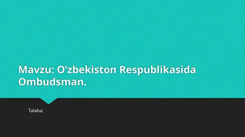 Oʻzbekiston Respublikasida Ombudsman 1
