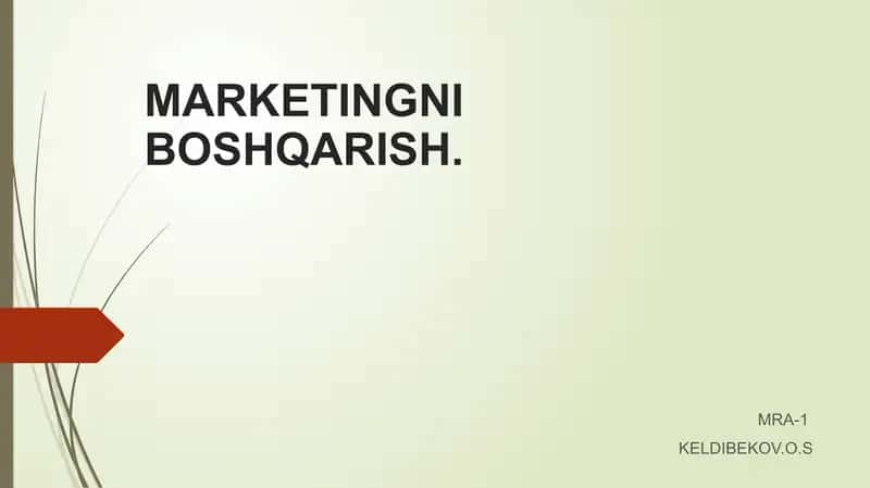 MARKETINGNI BOSHQARISH 1