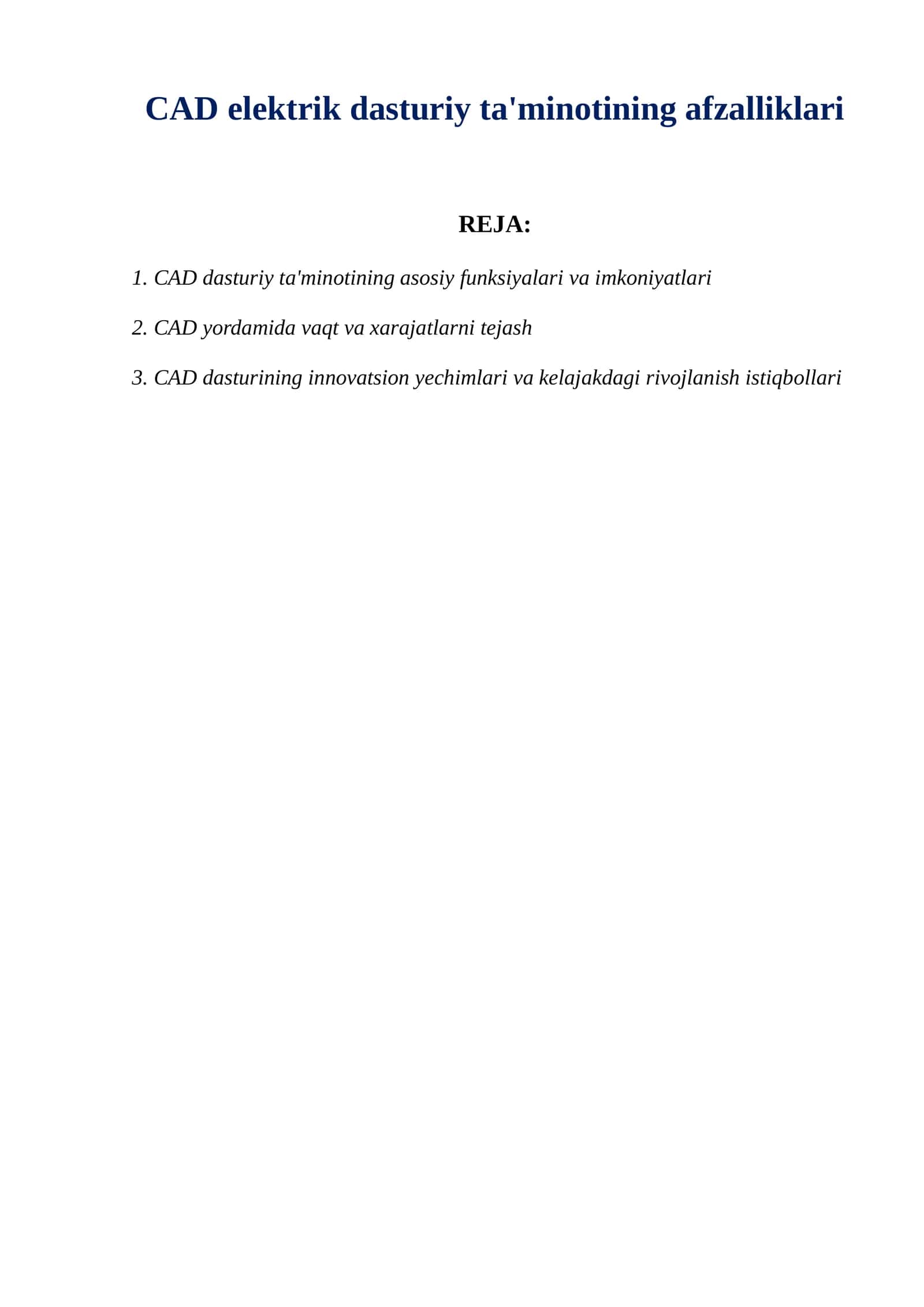 CAD elektrik dasturiy ta'minotining afzalliklari 1