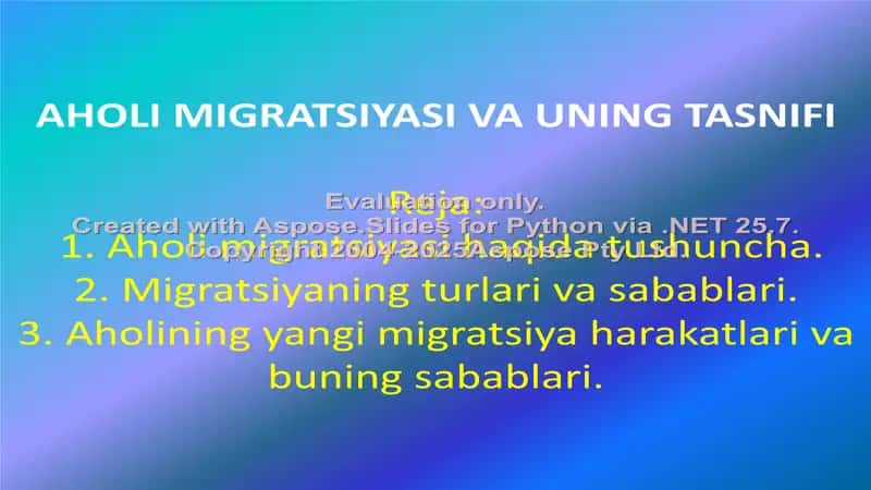 AHOLI MIGRATSIYASI VA UNING TASNIFI 1