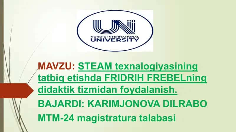 STEAM texnalogiyasi tadbiq qilishda Fredrix Frebelning didaktik tizimidan didaktik oʻyi foydalanish 1