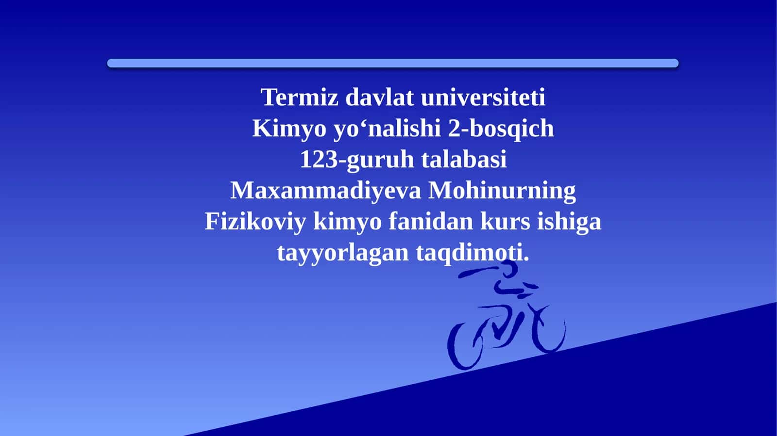 Fizikoviy kimyo fanidan kurs ishiga tayyorlagan taqdimoti 1