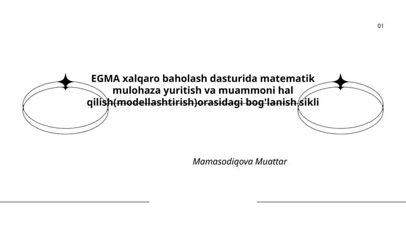 EGMA xalqaro baholash dasturida matematik mulohaza yuritish va muammoni hal qilish(modellashtirish)orasidagi bog'lanish sikli 1