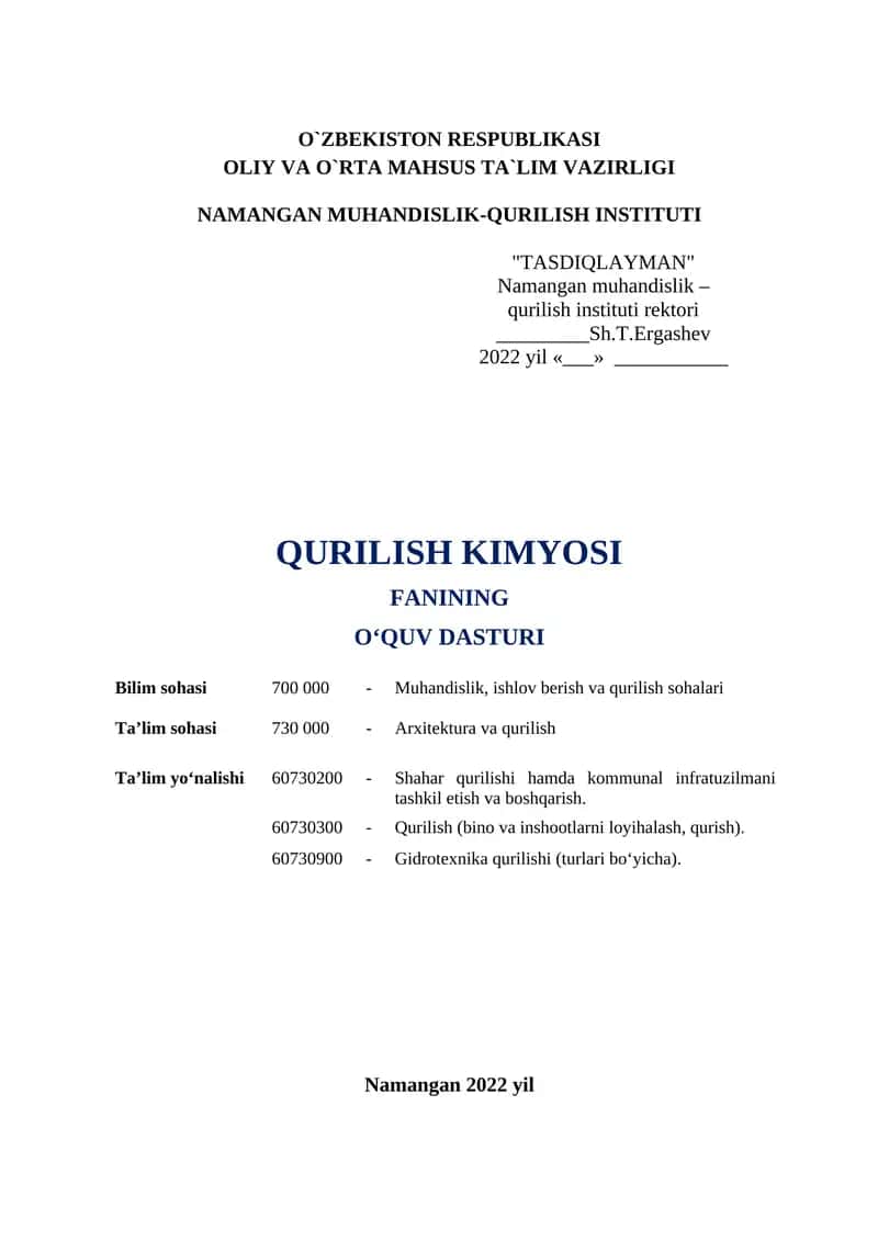 QURILISH KIMYOSI 1