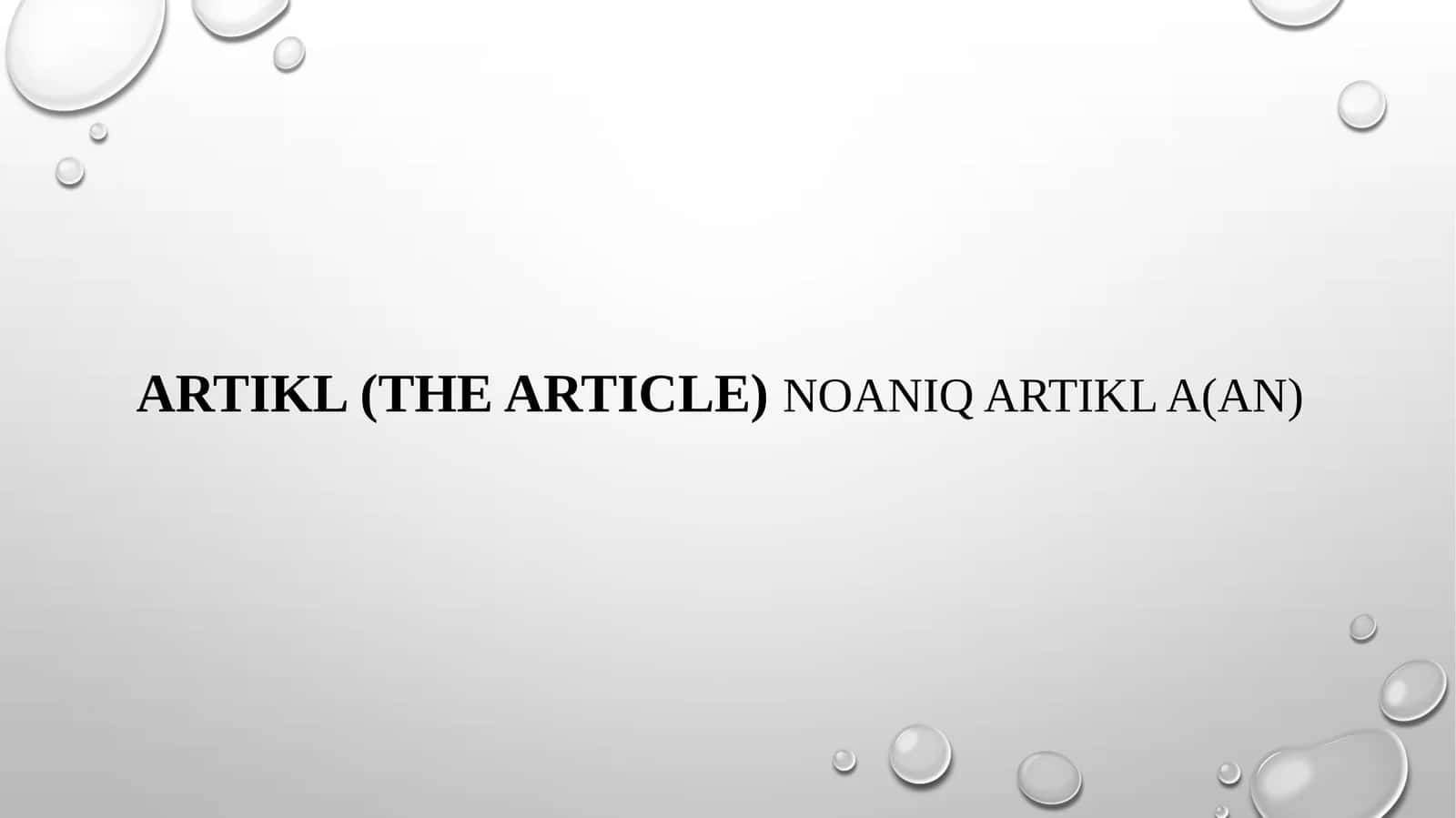 NOANIQ ARTIKL A(AN) 1