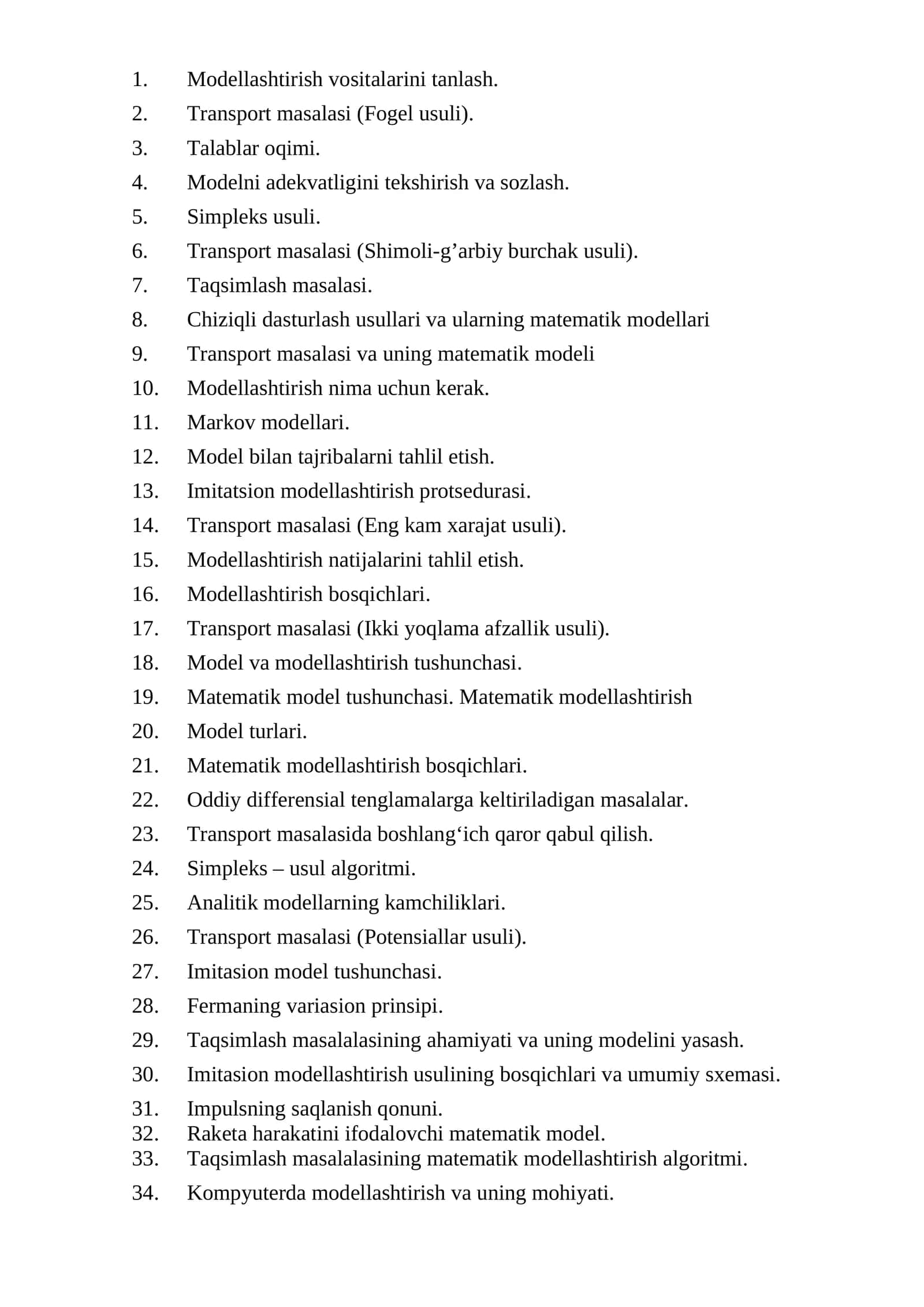 Matematik modellashtirish 1