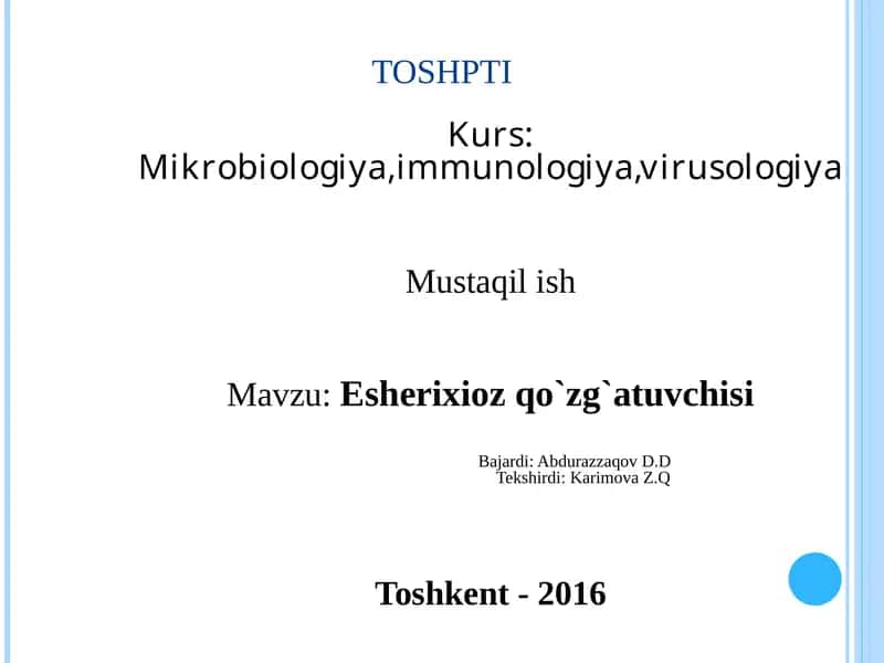 Esherixioz qo`zg`atuvchisi 1
