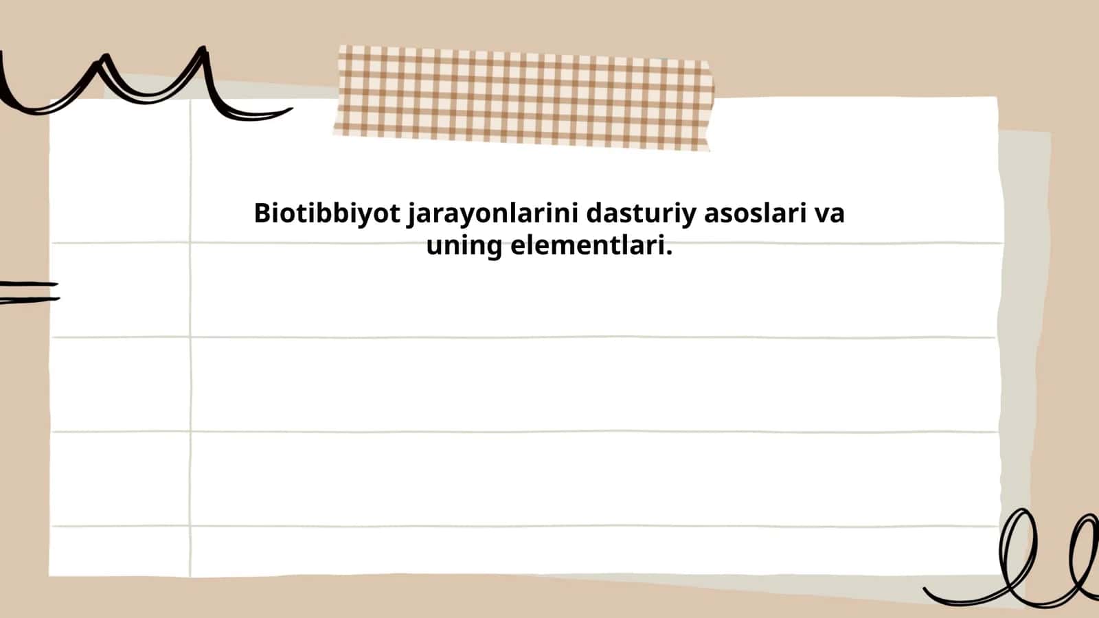 Biotibbiyot jarayonlarini dasturiy asoslari va uning elementlari 1
