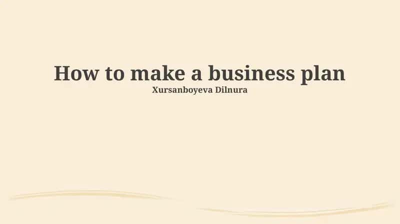 How to make a business plan 1
