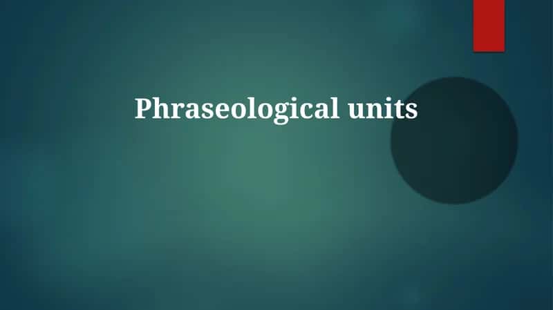 Understanding Phraseological Units