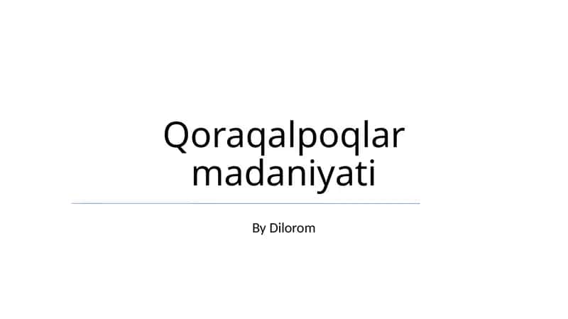 Qoraqalpoqlar madaniyati 1