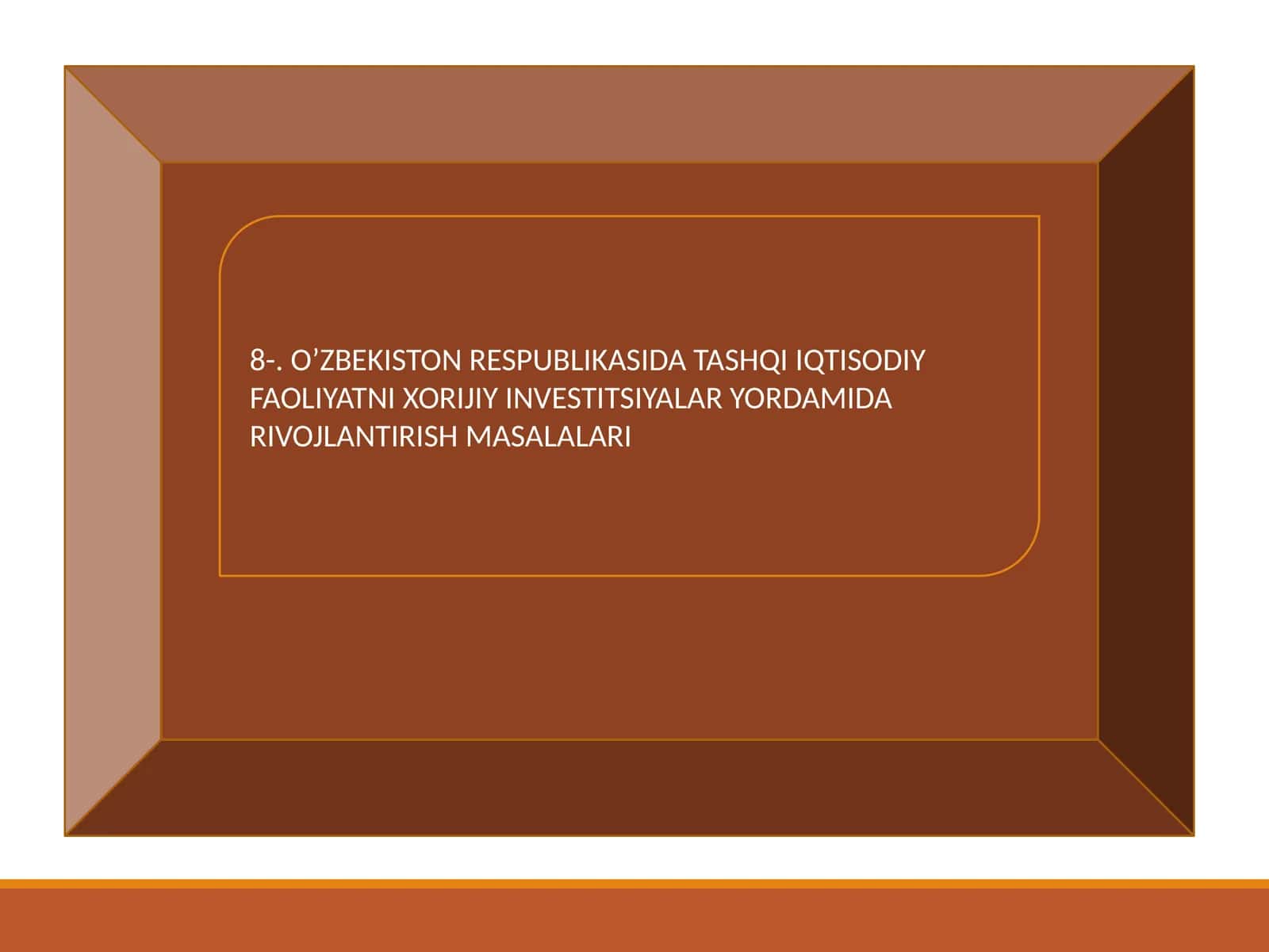 O’ZBEKISTON RESPUBLIKASIDA TASHQI IQTISODIY FAOLIYATNI XORIJIY INVESTITSIYALAR YORDAMIDA RIVOJLANTIRISH MASALALARI 1